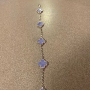 Elegant Silver and Blue Clover Bracelet